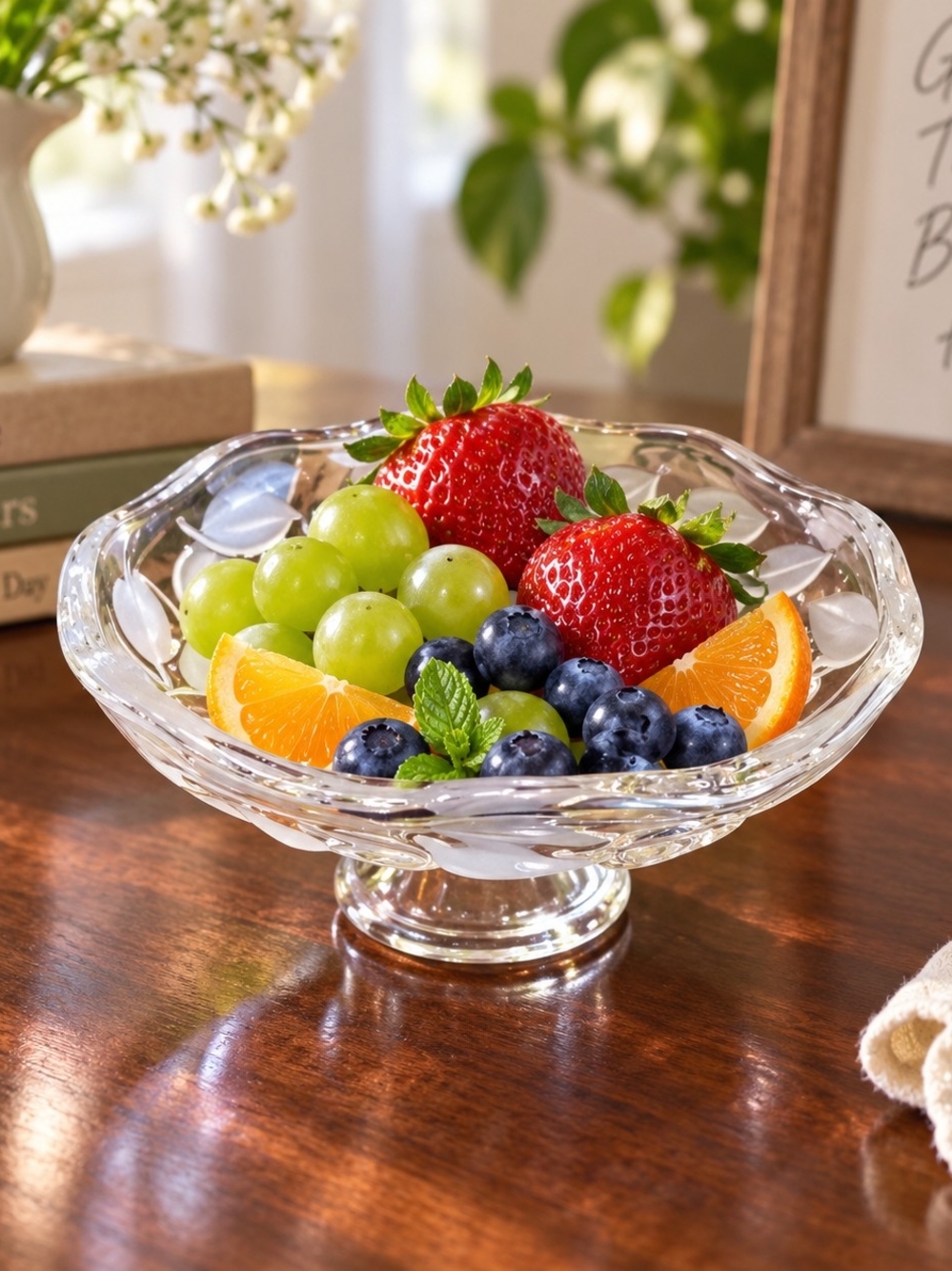 Mikasa Garden Harvest Vintage Frosted Glass Pedestal Bon Bon Dish